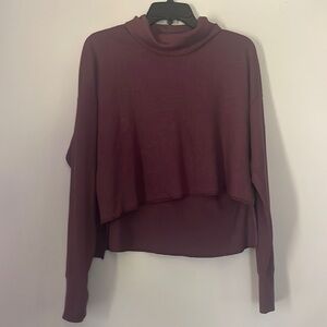 American Eagle Purple Mock Neck Lightweight Long Sleeve Waffleknit Sweater XS